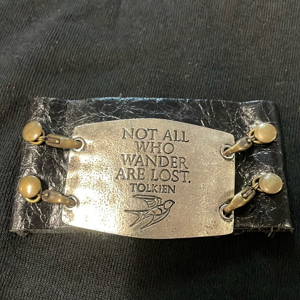 Lenny & Eva quoted leather cuff bracelet